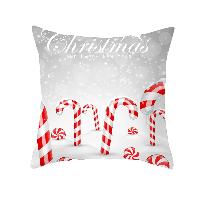 mling 1pcs 45x45cm Santa Claus Christmas Tree Pillowcase Peach Skin Pillowcase Waist Pillow Polyester Throw Pillow Case Cover