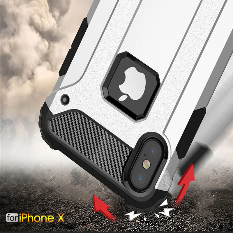 HereCaseStrong Hybrid Tough Shockproof Armor Phone Back Case for iPhone X 8 8 Plus Hard Rugged Impact Phone Protective Cover Funda (5)