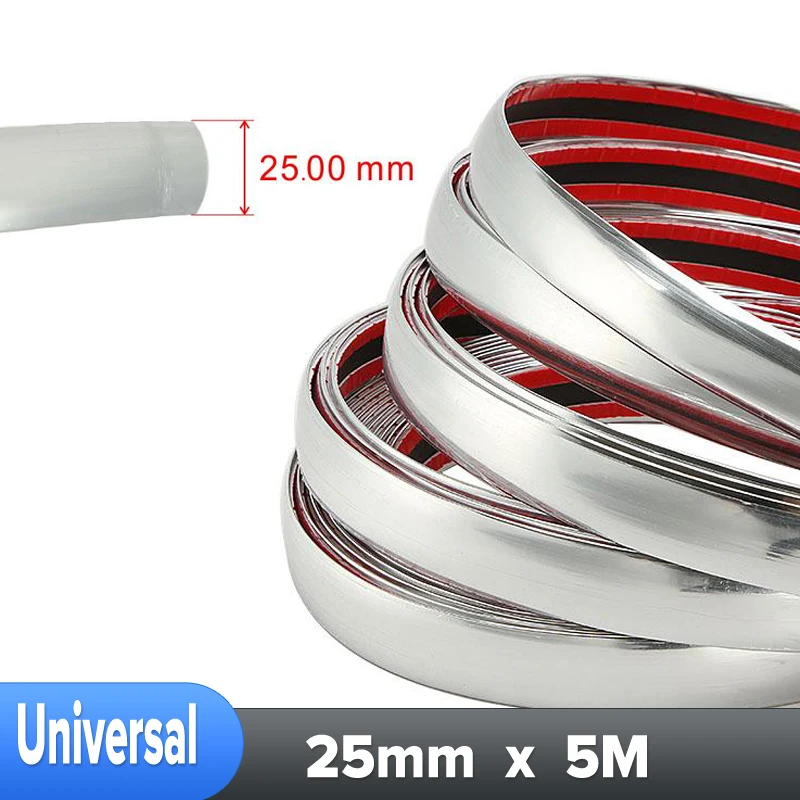 25mm 5M Car Styling Chrome Strip Auto Exterior Car Cover Interior
