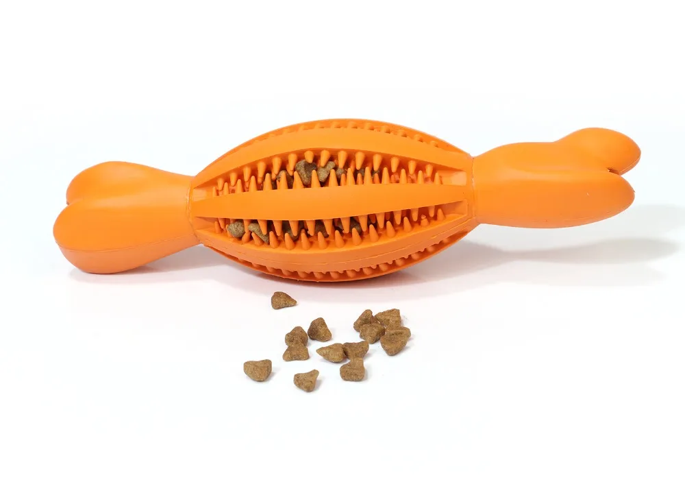 Dog Toy Interactive Rubber Rugby Bone Molar Stick Elasticity Leaky Feeding Ball Pet Dog Chew Toys Tooth Cleaning Balls Training (10)