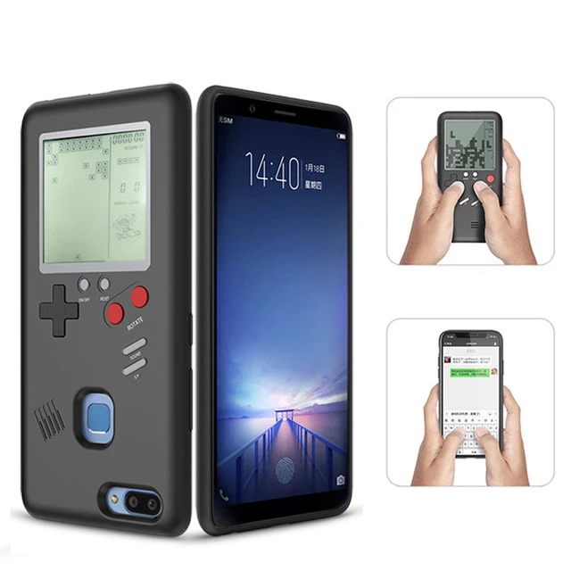 

Novelty Mobile Phone Case Shell Tetris Classic Game Console Case Cover for vivo X20 X21 X9 playing game