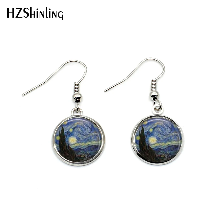 Фотообои с изображением звездной ночи|painting earrings|art earringsvan gogh earrings |