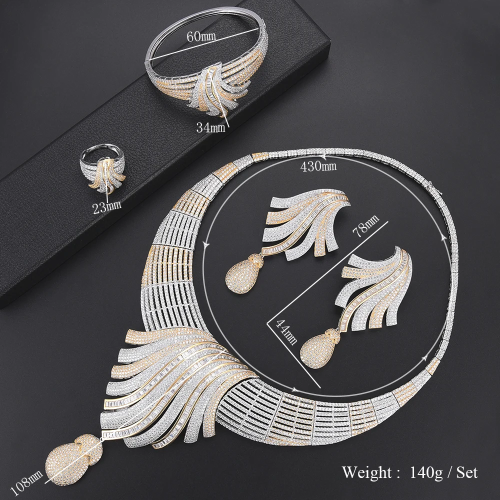 GODKI Luxury Dress Cubic Zircon Necklace Earring Set African Nigerian Wedding jewelry Sets For Women Dubai Bridal Jewelry Set
