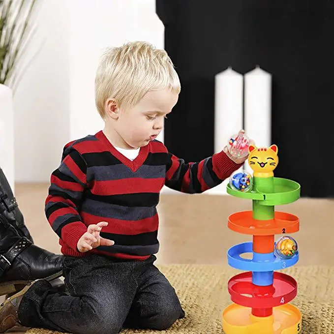 Rampas com Sino Brinquedo dos Desenhos Animados para Crianças Rctown Rotação Multi-colorido Esférico 5-camada 13 Brinquedos de encaixar