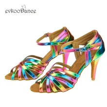 Размеры США 4-12, цветные профессиональные женские туфли из искусственной кожи для латинских танцев, Каблук 8,5 см, высота каблука, атлас, сальса, Zapatos De Baile, популярные, NL155