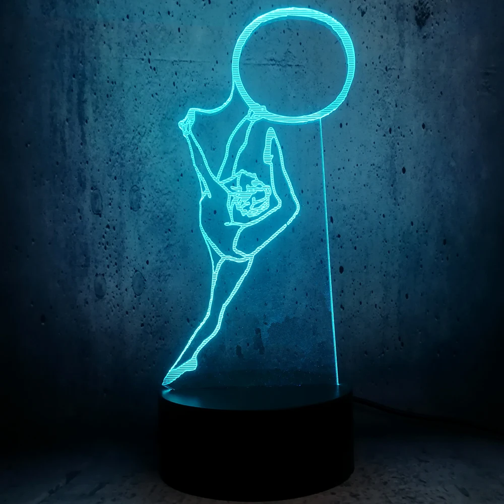 Гимнаст спортмен кольцо 3D лампа ночник USB СВЕТОДИОДНЫЙ светильник Mulitcolor праздничные сувениры Luminaria детский Настольный Аккумулятор Сенсорный