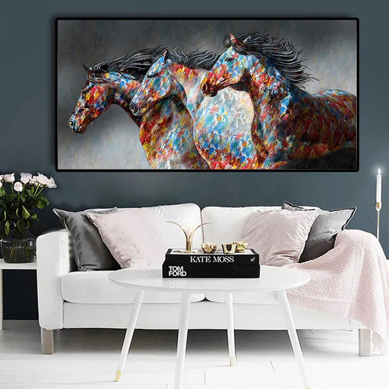 70x140cm running horse canvas painting big size canvas wall art 