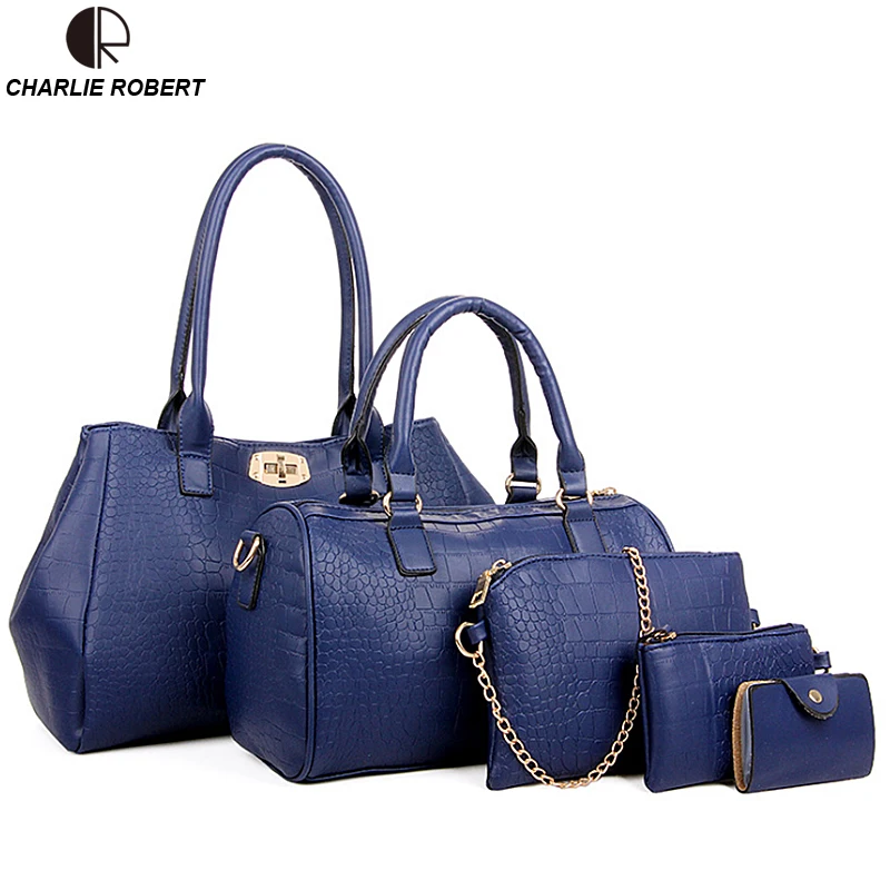 2016 Brand Designs Women Bag Alligator Print Leather font b Handbags b font Casual Travel Shoulder