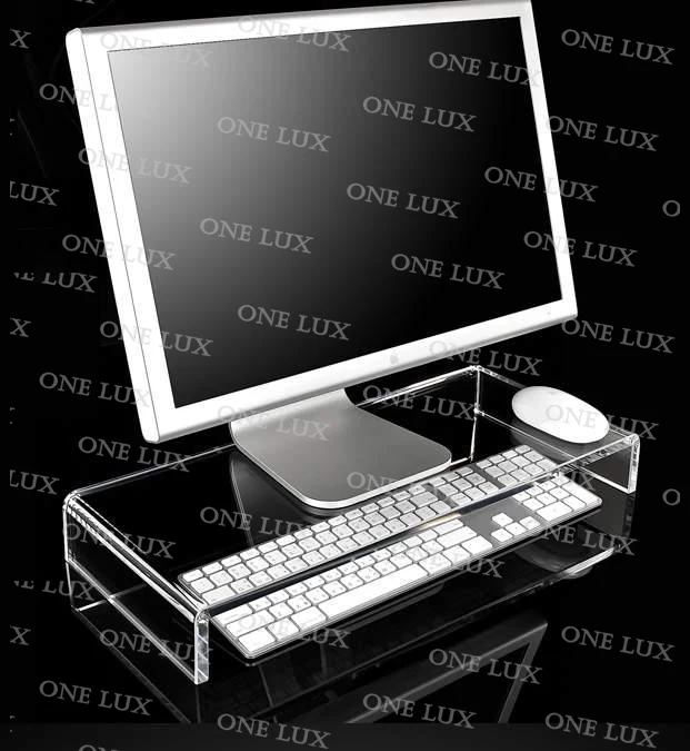 One Lux Home Use Acrylic U Shape Monitor Stand Lucite Pc Desk