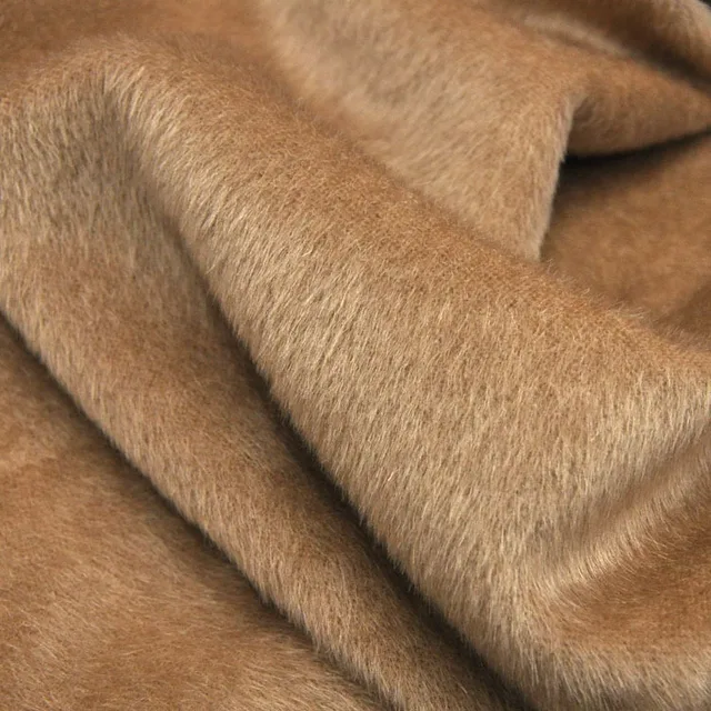 Alpaca Long Hair Carded Wool Fabric Coat Woolen Fabric 400g/min Fabric