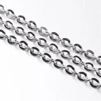 

100m Platinum Color-Plated Iron Cross Chains, Platinum Color, Come On Reel, Nickel Free, link: 3.5mm wide, 4mm long, 1mm thick,