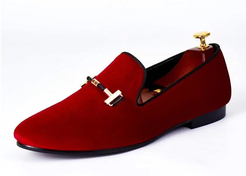 velvet red loafers