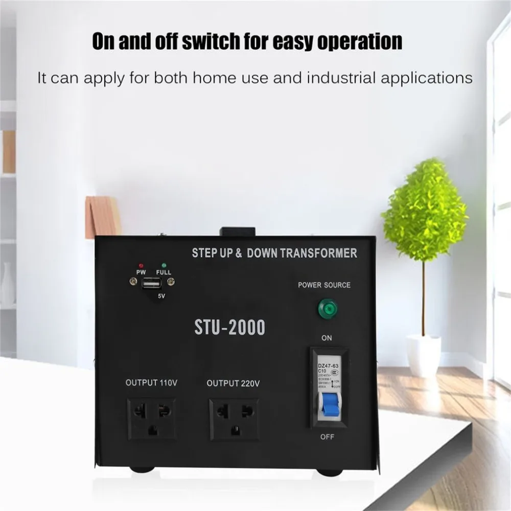 

2000W 110V/220V Electrical Power Voltage Converter With USB Step Up/Step Down Transformer Low Frequency Transducer US Plug
