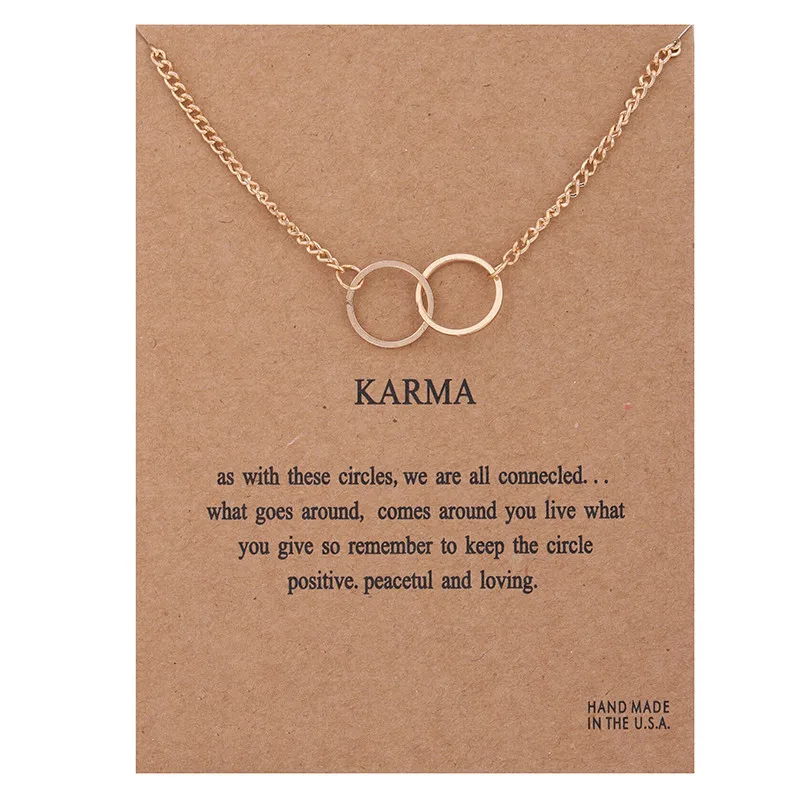 

New Gold-color Message Card Double Circle Metal Chocker Necklace Pendant Short Necklace Wedding Bride Jewelry Gifts