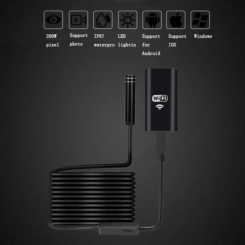 

5.5mm 3.5M WIFI endoscope camera mini waterproof hard cable inspection camera USB endoscope endoscope IOS endoscope for Iphone