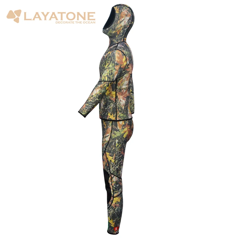 LayaTone костюм для подводной охоты 3 мм/5 мм неопреновый костюм для подводного плавания 2 шт. костюм для подводной охоты мужской костюм для подводной охоты полный корпус костюм для дайвинга камуфляж WS-01