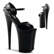 Autumn style night sex women’s shoes, 20cm waterproof platform Roman fish mouth women with high heel sandals, rivet decoration