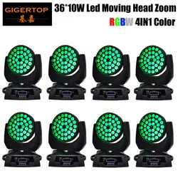 Gigertop 8 блок 36 10 Вт RGBW зум, Led перемещение головы мыть сцену освещения DMX 14 Каналы Китай эффект DJ показать свет Авто/звук/DMX