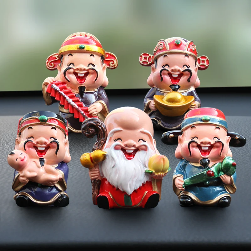 Chinese God of Wealth Small Resin Crafts Living room store figurine