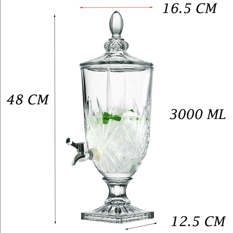Элегантный стеклянный диспенсер для холодных напитков с подставкой без протечек 101,5 унций 3000 мл стеклянная посуда кувшин для воды, сока, вина