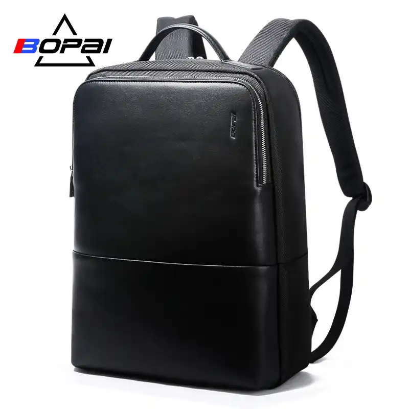 2018 Bopai Brand Waterproof 15 Inch Laptop Backpack Men Backpacks For Ager S Black Leather Male School Bag