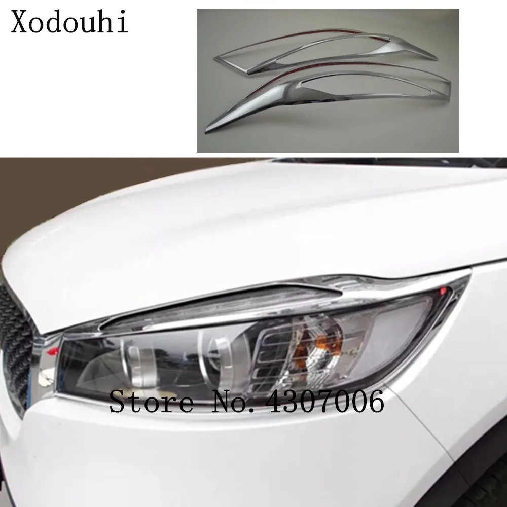 

Car body styling front head Light lamp hood Molding frame stick ABS Chrome cover trim 2pcs For Kia Sorento 2015 2016 2017