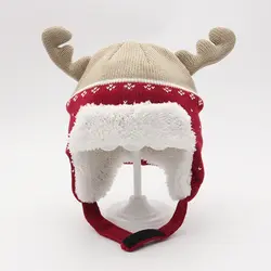Зимняя детская шапка Рождество Лось шапка вязанная шапочка для мальчиков и девочек зимние Шапки ребенка теплую шапку
