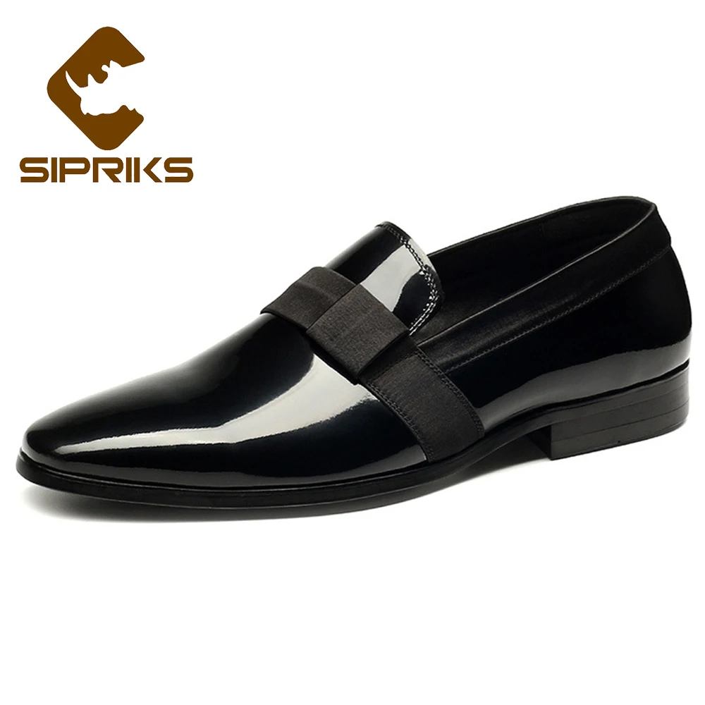 

Sipriks Mens Patent Leather Black Shoes Shiny Loafer Elegant Wedding Dress Shoes Casual Men Smoking Slipper Sepatu Pantofel 44