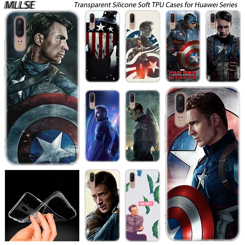 

Captain America Chris Evans Soft Silicone Case for Huawei P30 P20 P10 P9 P8 Lite 2017 P30 P20 Pro Mini P Smart 2019 Plus Cover