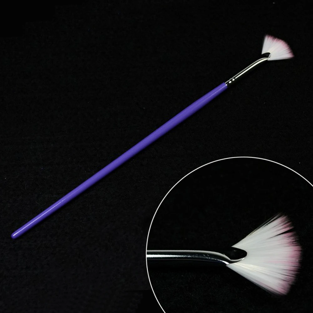 1pcs Fan Shape Nail Brush Purple Soft Nylon Brushes Nail Powder Brush