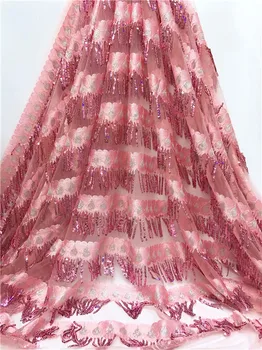 

Hot sale tulle material with sequins French lace fabric for evening dress JNZ354(5yards/lot)