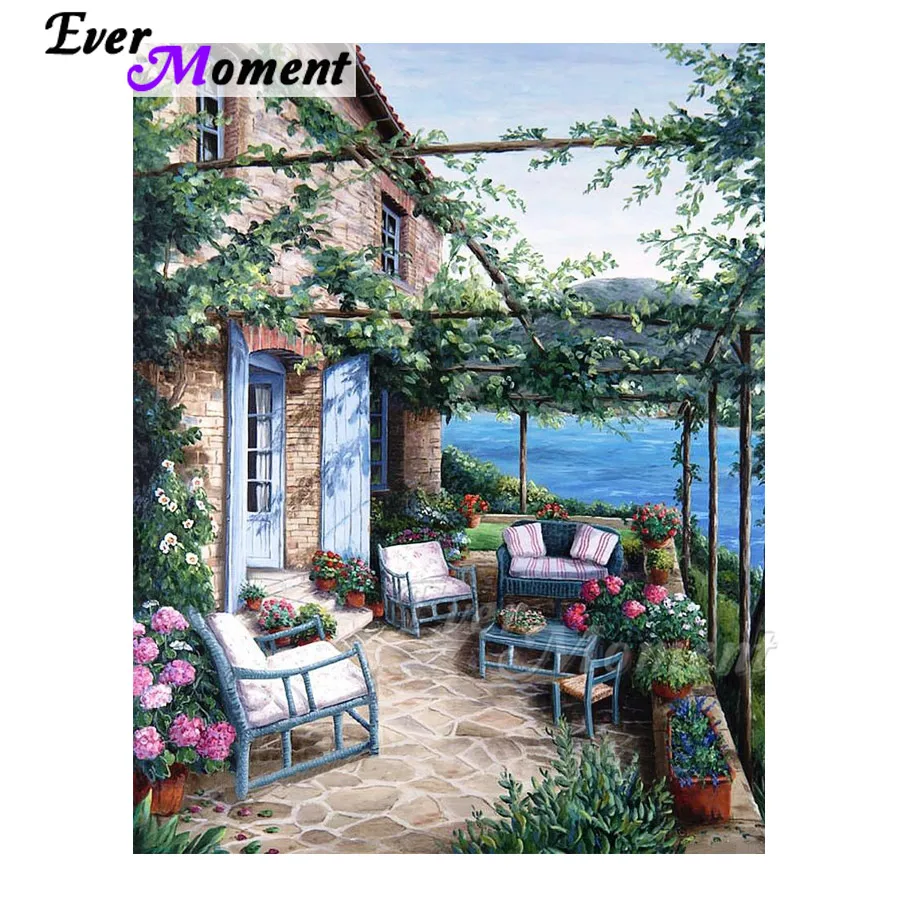 

Ever Moment Diamond Painting 5D DIY Full Square Drill Mosaic House Chair River Diamond Embroidery Cross Stitch Decoration 3F753