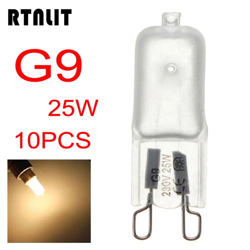 10pcs G9 Halogen Light Bulbs 230-240V 25W Frosted Dimmable Capsule Lamp Light