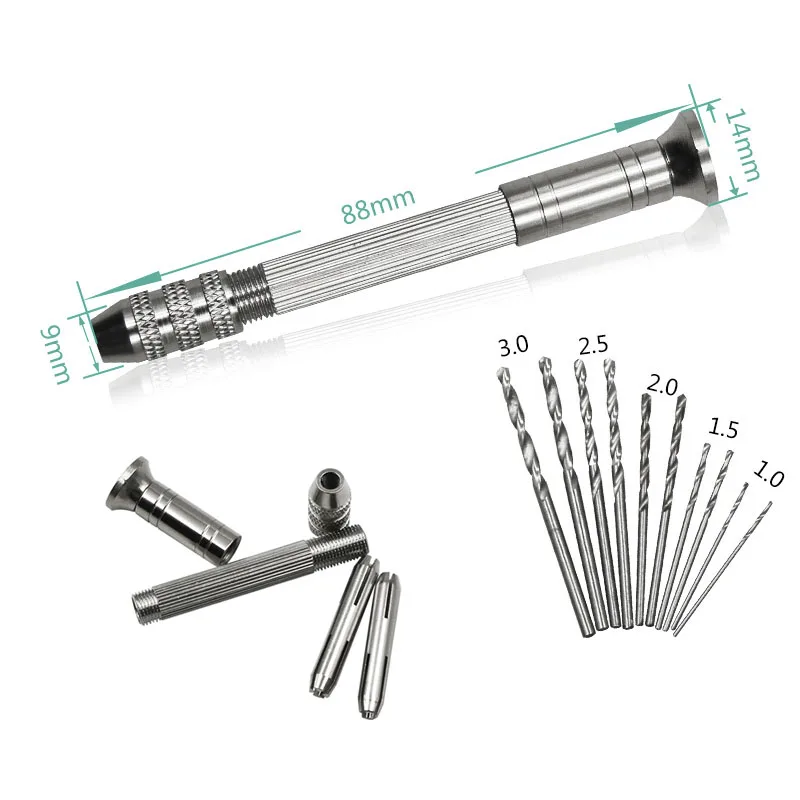 Mini Micro Wood Drill Bits Aluminum Manual Push Hand Drill Chuck+10pc Twist Drill Bit Woodworking Drilling Rotary HSS Holes Tool Mini Micro Wood Drill Bits Aluminum Manual Push Hand Drill Chuck+10pc Twist Drill Bit Woodworking Drilling Rotary HSS Holes Tool