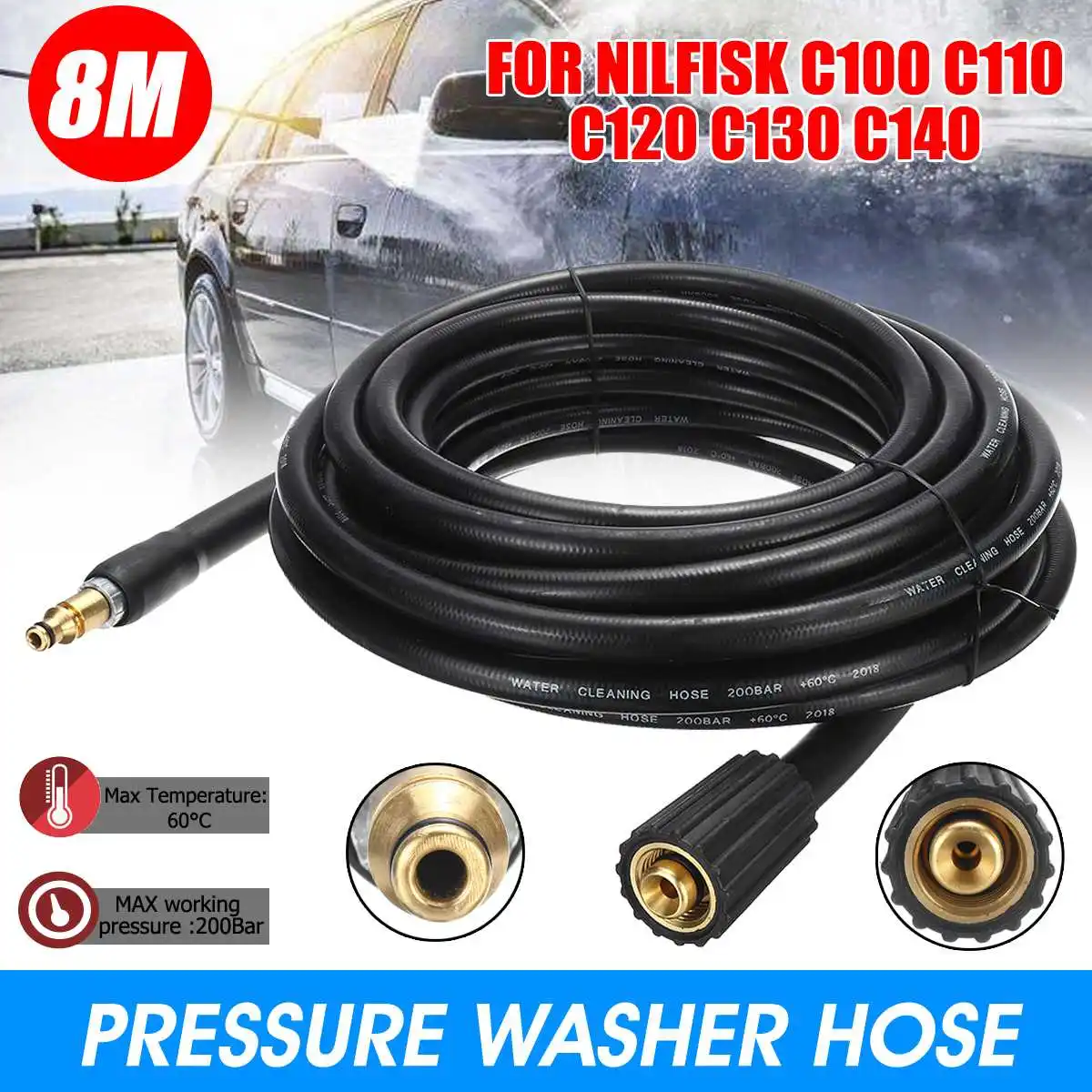 

8Meters M22 Car Home Garden High Pressure Washer Hose Water Washers Cleaners Water Clenaner For Nilfisk C100 C110 C120 C130 C140