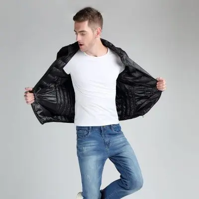 2019 L 7XL Новая мужская зимняя куртка ультра светильник 90% Белые куртки пуховики