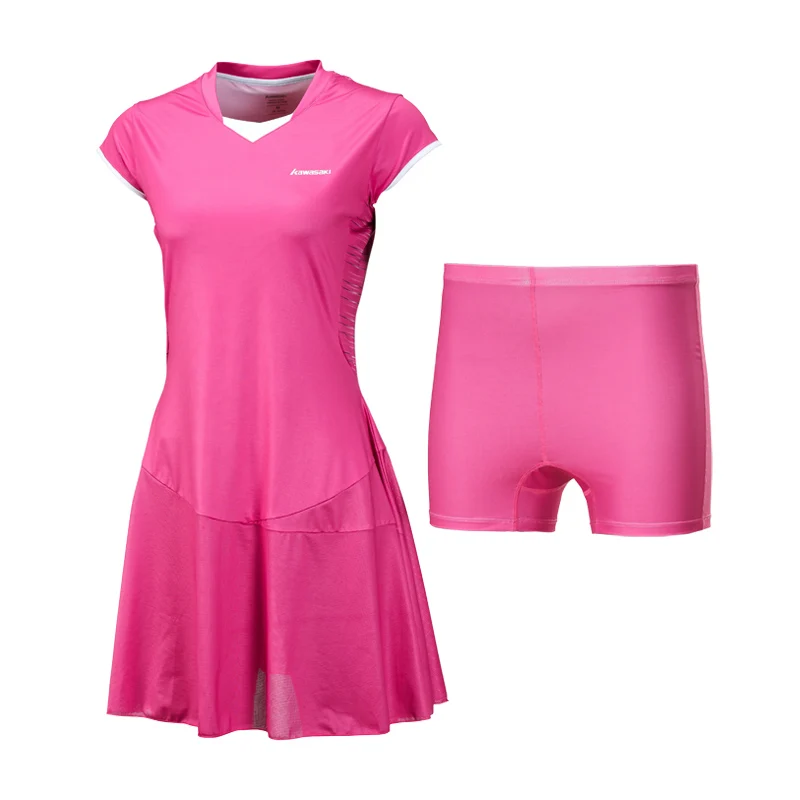 Kawasaki Марка дамы спортивные теннисное платье для Для женщин девочек быстросохнущая дышащие однотонные Teniss спортивная одежда синий и красный цвета SK-172701