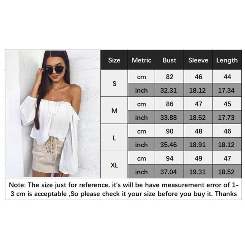 SINFEEL 2018 Summer White Tunic Chiffon Blouses Women Sexy Off Shoulder Long Sleeve Top Femme Short Shirts Ladies Office Fashion