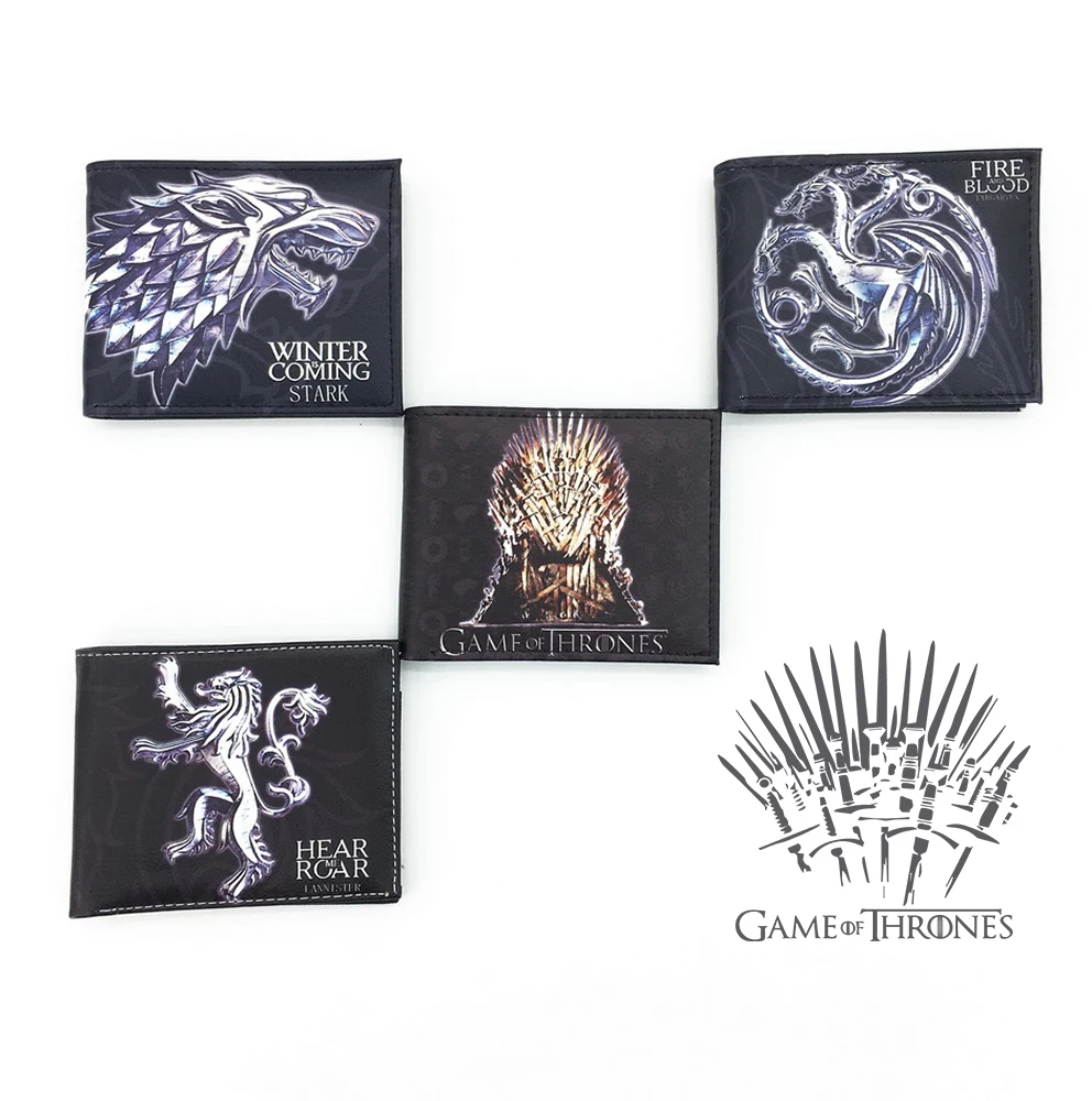 

Hot Game of Thrones 8 Pu Short wallet Boys Girls zip Pocket Bifold Photo Card Holder Layers leather Coin Purse Gift