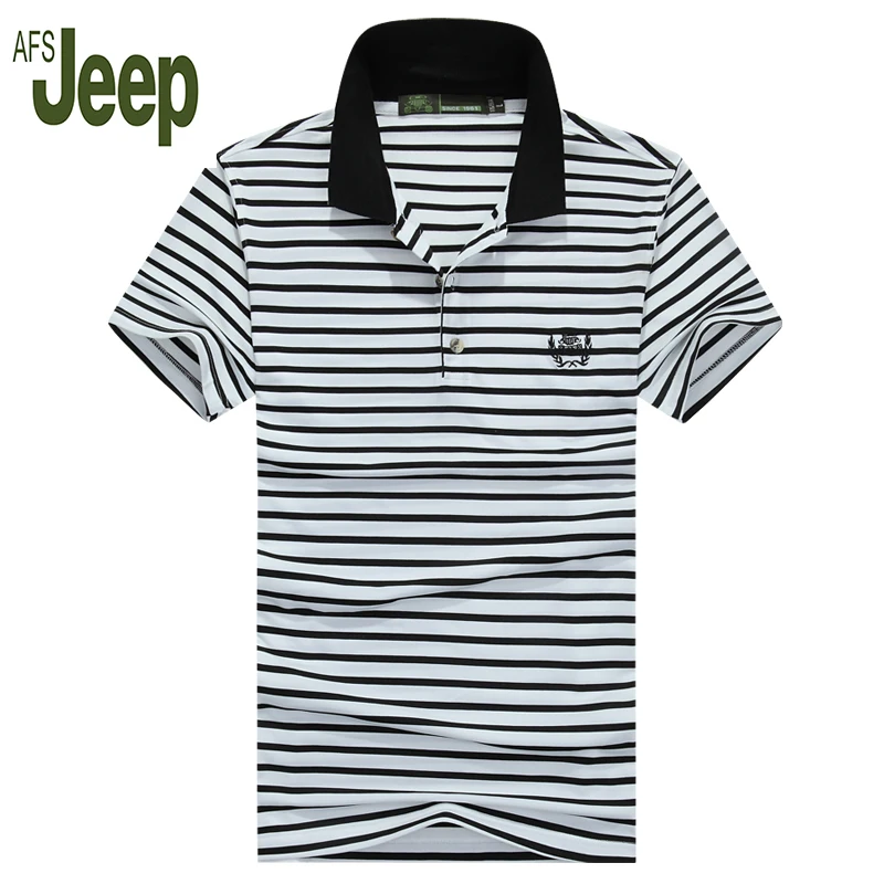 new arrival 2017 AFS JEEP polo shirt men striped short sleeves thin