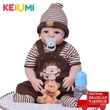 KEIUMI 23 дюймов милый Reborn Boneca мальчик ручной работы силиконовый Reborn Baby Doll всего тела виниловые игрушки для детей подарки на день рождения