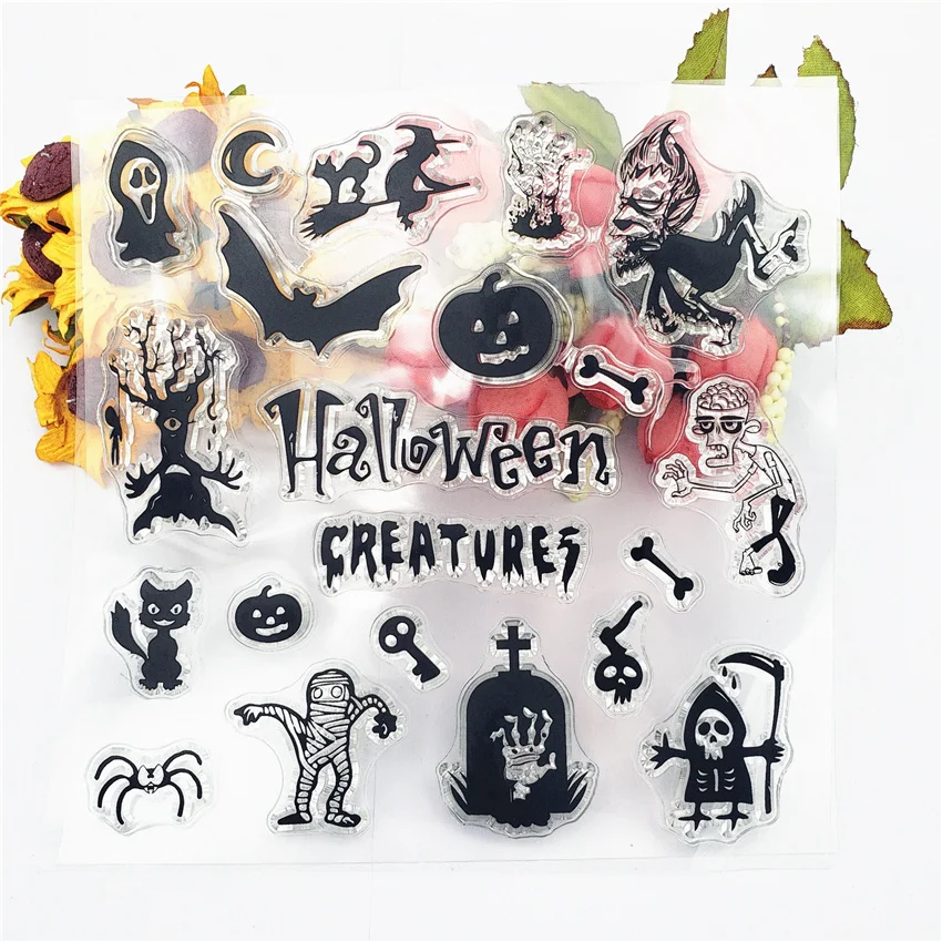

New Halloween Monster Stamp Transparent Clear Stamps Silicone Seal for DIY Scrapbooking Card Making Photo Album Decoration Craft