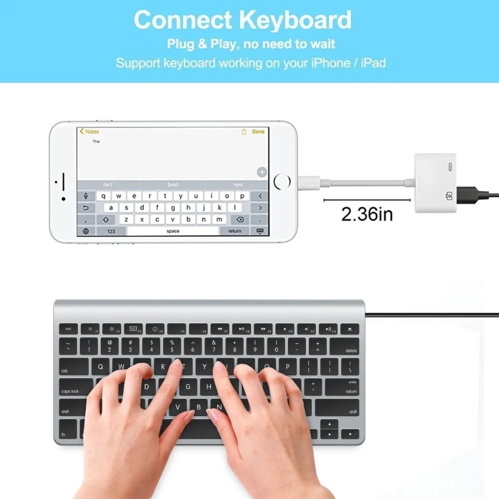 Адаптер Meenova Lightning OTG USB, хаб зарядный кабель для iPhone iPad iOS13, до 500 мАч ток USB флэш-накопитель, клавиатура, мышь