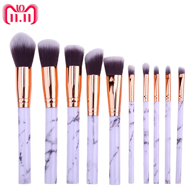 10 قطع الرخام باتن فرشاة للمكياج لمستحضرات التجميل مسحوق الأساس عينيه الشفاه المكياج فرش مجموعة أو حقيبة