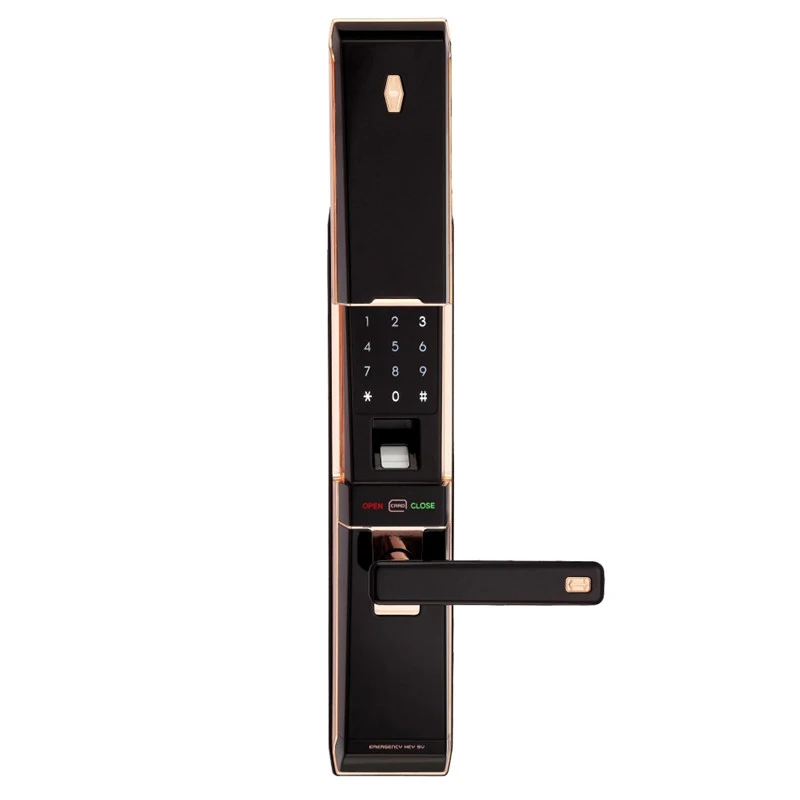 LACHCO Biometric Smart electronic Door Lock Digital Touch Screen Fingerprint+Password+ Card+Key 4ways Sliding Cover L16012GB