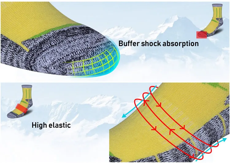 Противоскользящие махровые носки, впитывающие влагу, для спорта на открытом воздухе, пеших прогулок, альпинизма, катания на лыжах, полотенца, носки для мужчин и женщин, амортизирующие