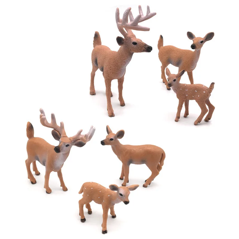 

WHISM Plastic Deer Figurine Mini Garden Decoration Animal Ornaments Living Room Home Decor Kids Gift Toys Miniature Figurines