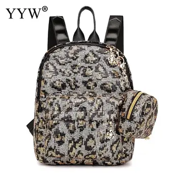 

Pu Leather Sequined Backpack With zipper Purse Woemn'S Bag Over Shoulder Backpack New Large Capacity Backpacks Teenage Girl 2019