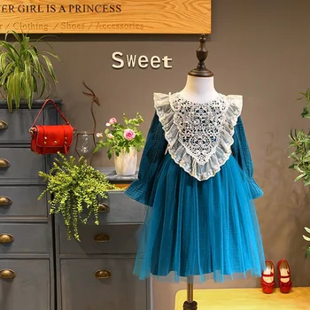 

Baby Girl Dress Korean Children's Clothing 2019 Spring New Long-sleeved Princess Party Dresses Girls Pearl Lace Vestido GDR560