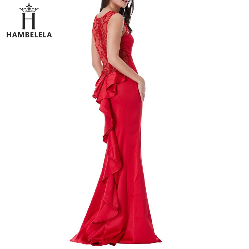 

HAMBELELA Long Ruffles Lace Dress Women Sleeveless Evening Party Dresses Maxi Dress Sexy Backless Summer Long Maxi Vestidos 2018